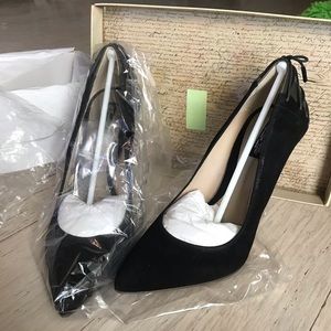 All Saints black suede heels with lace up detail